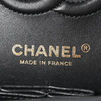 Caviar Chevron Quilted Small Double Flap Black