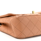 Lambskin Quilted Mini Rectangular Flap Brown