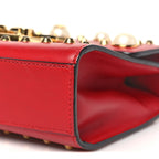 Calfskin Studded Small Padlock Shoulder Bag Hibiscus Red