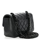 Lambskin Quilted Mini Rectangular Flap So Black