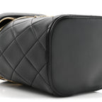 Lambskin Quilted Trendy Vanity Case Black