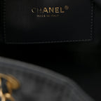 Canvas Quilted Medium Chanel 25 Handbag Dark Blue