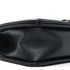 Calfskin Woven Medium Boy Flap Black White
