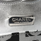 Lambskin Graffiti Printed Medium Double Flap Black Silver