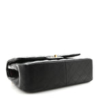 Lambskin Quilted Jumbo Double Flap  Black