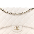 Caviar Quilted Jumbo Double Flap White