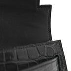 Shiny Niloticus Crocodile Kelly Elan Pochette Bleu Tempete