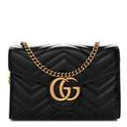 Calfskin Matelasse GG Marmont Chain Wallet Black