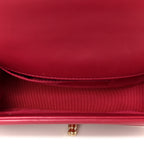 Lambskin Chevron Quilted Small Boy Flap Dark Pink