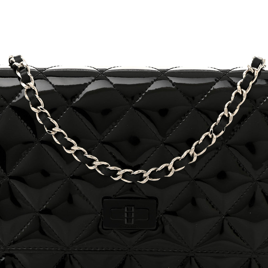Patent Calfskin Quilted Reissue Wallet On Chain WOC So Black