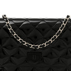 Patent Calfskin Quilted Reissue Wallet On Chain WOC So Black
