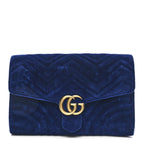 Velvet Matelasse GG Marmont Clutch Cobalt Blue
