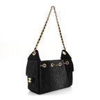 Washed Denim Quilted Mini Chanel 25 Handbag Black