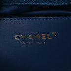 Washed Denim Quilted Small Chanel 25 Handbag Blue