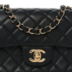 Lambskin Quilted Mini Rectangular Flap Black