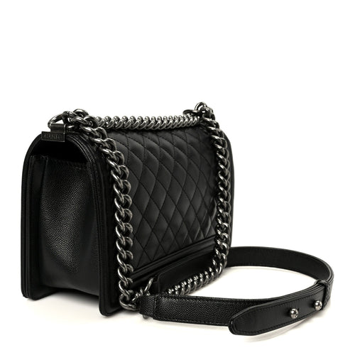 Caviar Quilted Medium Boy Flap Black