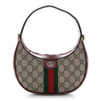 GG Supreme Monogram Textured Dollar Calfskin Small Ophidia Shoulder Bag Beige Bordeaux