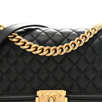 Lambskin Quilted Medium Boy Flap Black
