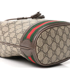 GG Supreme Monogram Web Small Ophidia Bucket Bag Brown